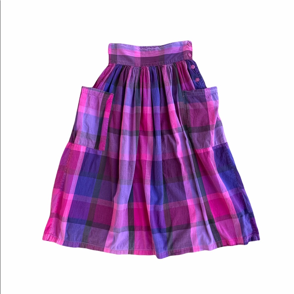 Vintage Purple and Pink Plaid Skirt with Large Pockets - Picture 1 of 7